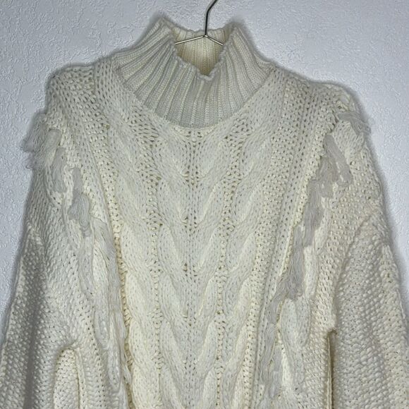 New Farm Rio Fringed Cable-knit Midi Dress - Off-white Medium - Picture 4 of 16